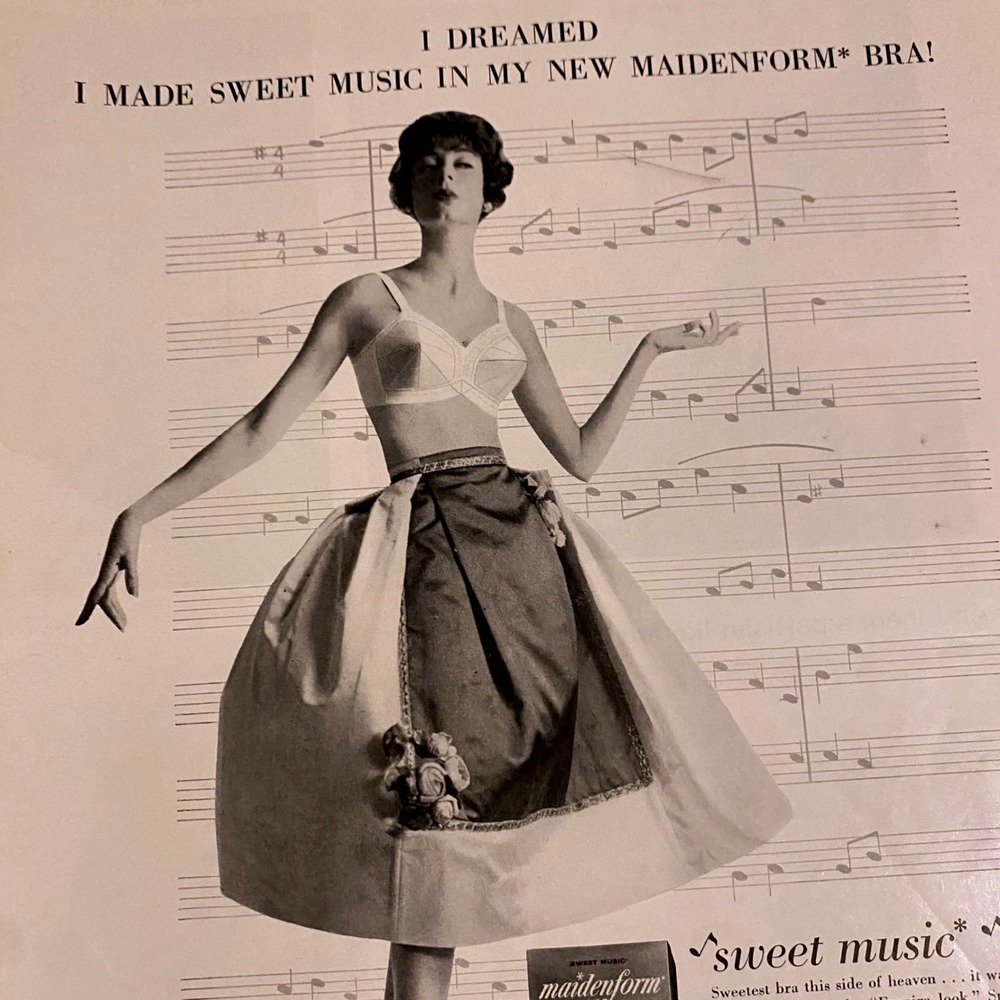 Vintage 1958 Maidenform Bra Print Ad I Dreamed I Made Sweet Music 50s Ephemera - Picture 2 of 3